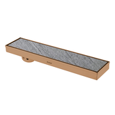 Trueliving Home Brown Marble Insert Shower Drain Channel (24 x 4 Inches) ROSE GOLD PVD Coated