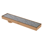 Trueliving Home Brown Marble Insert Shower Drain Channel (32 x 4 Inches) ROSE GOLD PVD Coated