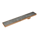 Trueliving Home Brown Marble Insert Shower Drain Channel (40 x 4 Inches) ROSE GOLD PVD Coated
