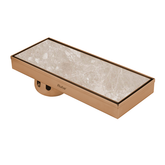 Trueliving Home Brown Marble Insert Shower Drain Channel (12 x 5 Inches) ROSE GOLD PVD Coated