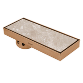 Trueliving Home Brown Marble Insert Shower Drain Channel (18 x 5 Inches) ROSE GOLD PVD Coated