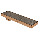 Trueliving Home Brown Marble Insert Shower Drain Channel (32 x 5 Inches) ROSE GOLD PVD Coated