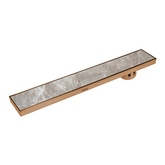 Trueliving Home Brown Marble Insert Shower Drain Channel (36 x 5 Inches) ROSE GOLD PVD Coated