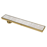 Trueliving Home Brown Tile Insert Shower Drain Channel (32 x 4 Inches) YELLOW GOLD PVD Coated