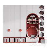 Trueliving 5 Door Fitted White wardrobes Laminated Finish & PU Finish with Drawers 8Ft *2Ft *9Ft -2438.4MM X 609MM X 2743.2MM)