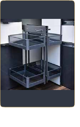 Trueliving_GLASS GREY UNIVERSAL MAGIC CORNER (SOFT CLOSE) 38"*20"*20" Grey Black Strip