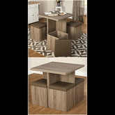 Trueliving Classy Wood Brown Table Stool (Table H 30 x W 34 x D 18 Stool H 18 x W 16 x D 14)