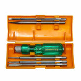 Truliving_Hand Tools & Hardware-Screwdriver & Screwdriver Set-Tools & Hardware-TAPARIA 812 Screw Driver Set with Neon Bulb | Silver & Green