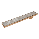 Trueliving Home Brown Marble Insert Shower Drain Channel (40 x 5 Inches) ROSE GOLD PVD Coated