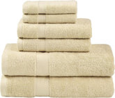 LINENOVA 100% Combed Cotton 650GSM Bath Towel Set of 6 - Includes 2 Bath Towels, 2 Hand Towels, 2 Face Washers, Super Soft Highly Absorbent Towels for Bathroom, Gym, Hotel - Linen