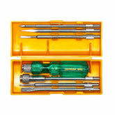 Truliving_Hand Tools & Hardware-Screwdriver & Screwdriver Set-Tools & Hardware-TAPARIA 840 Screw Driver Set with Bulb | Neon, Silver and Green