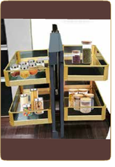 Trueliving_GLASS GOLD UNIVERSAL MAGIC CORNER (SOFT CLOSE) 38"*20"*20" Wood