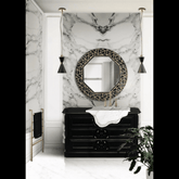 Trueliving Vintage Brown Vanity Wash Basin with Cabinet for Bathroom (Standard (Between 20-40 In Width, 30-40 In Height)