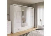 Trueliving 3 Door Sliding White wardrobe in Laminates Finish With with Drawers (1524MM X 609MM X 2438.4MM)