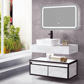 Trueliving Simple White Luxury Feel Vanity Wash Basin with Cabinet for Bathroom (Standard (Between 20-40 In Width, 30-40 In Height)