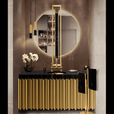 Trueliving Golden Black Vanity Wash Basin with Cabinet for Bathroom (Standard (Between 20-40 In Width, 30-40 In Height)