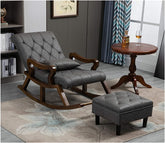 Adelita Handmade Wooden Brown Finish Rocking Chair (Grey)