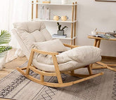 Caliste Natural Finish Handmade Teak Wood Rocking Chair (Ivory)