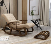 Dylan Walnut Finish Handmade Wooden Rocking Chair (Beige)