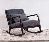 Rowan Handmade Teak Wood Walnut Finish Rocking Chair (Grey)