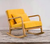 Breanna Handmade Teak Wood Natural Finish Rocking Chair (Yellow)