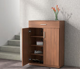 Kosmo Liberty Engineered Wood Shoe Rack in Natural Teak Finish