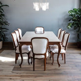 Trueliving White Luxurious Dinning Table H 30 x W 45 x D 35; Chair : H 34 x W 18 x D 18