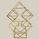 Trueliving Golden Retail Store Perfume display Unit with Glass top L30*W30*H90 CM