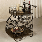 Trueliving Designer Metal Black Bar Trolley 62.5D x 42.5W x 82.5H Centimeters