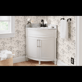 Trueliving White Corner Vanity Wash Basin with Cabinet for Bathroom (Standard (Between 20-40 In Width, 30-40 In Height)