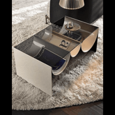 Trueliving Curve Brown Coffee Table Living Room H 14 x W 33 x D 33