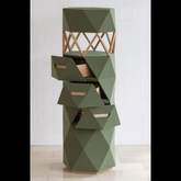 Trueliving Fancy Round Grey Side Console Table H 34" x W 12" x D 12"