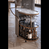 Trueliving White Golden Bar Trolley 62.5D x 42.5W x 82.5H Centimeters