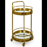 Trueliving Golden Round Metal Bar Trolley 62.5D x 42.5W x 82.5H Centimeters