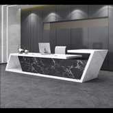 Trueliving Marble White Office Table Living Room H 14 x W 33 x D 33