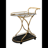 Trueliving Golden Cozy Metal Bar Trolley 62.5D x 42.5W x 82.5H Centimeters