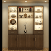 Trueliving Wood LED Crockery Cabinet 43.2D x 150.6W x 172.7H Centimeters