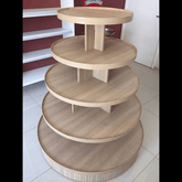 Trueliving Round Wood Cosmetic shelves retail store cosmetic display rack L60*W30*H182 CM