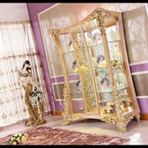 TruelivingGolden Designer Crockery Cabinet 43.2D x 101.6W x 172.7H Centimeters