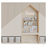 Trueliving 5 Door Walk-in Kids Brown wardrobes Laminated Finish & PU Finish with Drawers 8Ft *2Ft *9Ft -2438.4MM X 609MM X 2743.2MM)