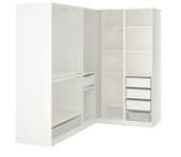 Trueliving 3 Door Corner White wardrobe in Laminates Finish (1524MM X 609MM X 2438.4MM)