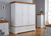 Trueliving 3 Door Fitted White wardrobe in Laminates Finish With Drawers (1524MM X 609MM X 2438.4MM)