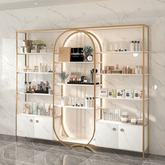 Trueliving Royal White Cosmetic shelves retail store cosmetic display rack with cabinet L60*W30*H182 CM