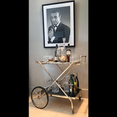 Trueliving Vintage Golden Metal Bar Trolley 62.5D x 42.5W x 82.5H Centimeters