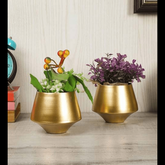 Trueliving Modern Golden Polymer Floor Plant Pot width:6.5'' Height:7.5''