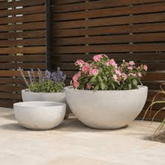 Trueliving Half Round White Polymer Floor Plant Pot width:7.1'' Height:7.1''