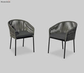 Black Rope 2 Seater Chair Set With Grey Cushions Color