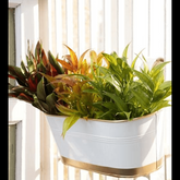 Trueliving Golden White Polymer Floor Plant Pot width:14.9'' Height:7.9''