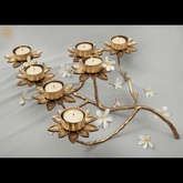 Trueliving Golden Metal Flower Candle Holder 12 CM
