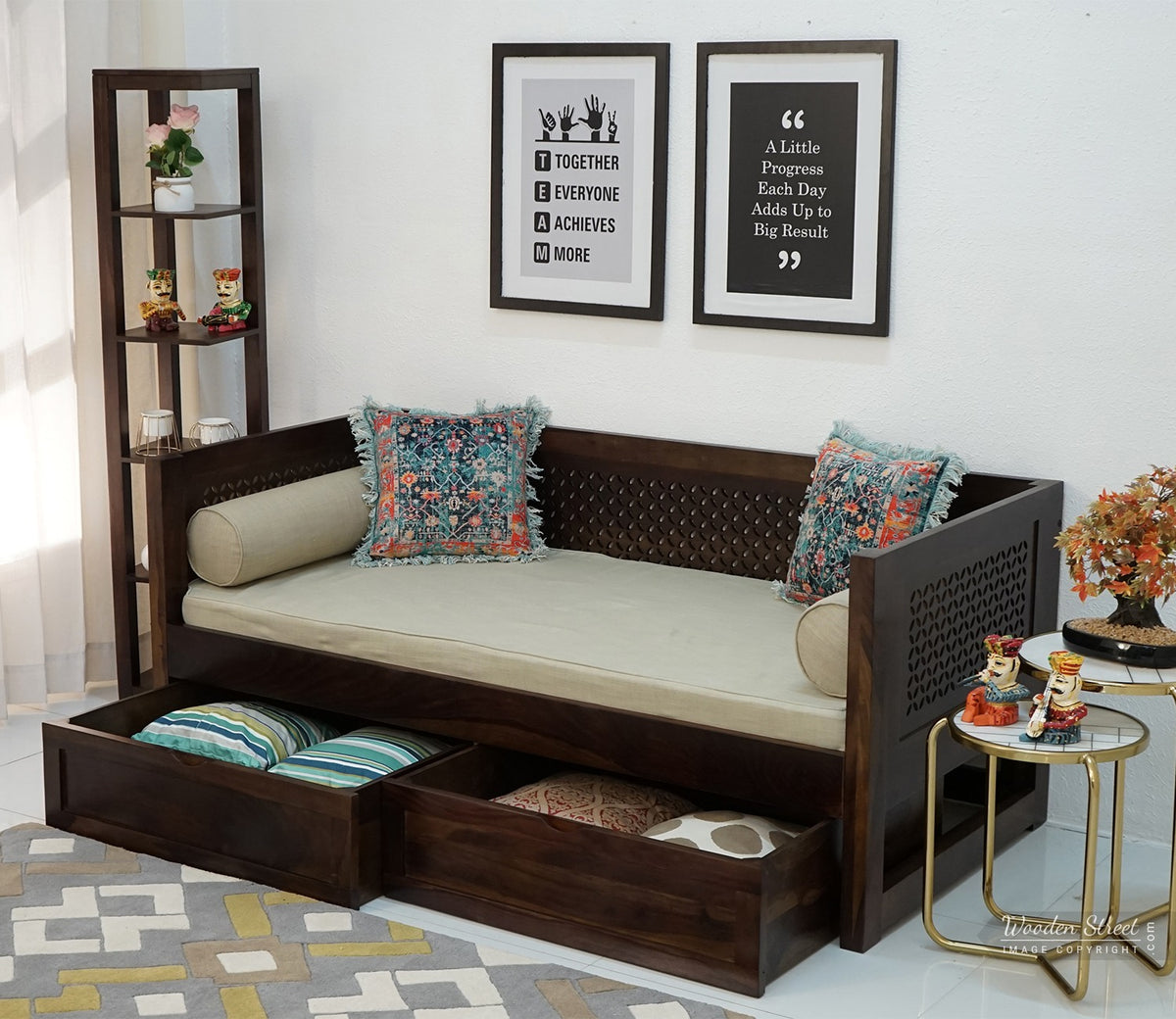 Angelica Storage Divan With Mattress (Walnut Finish)